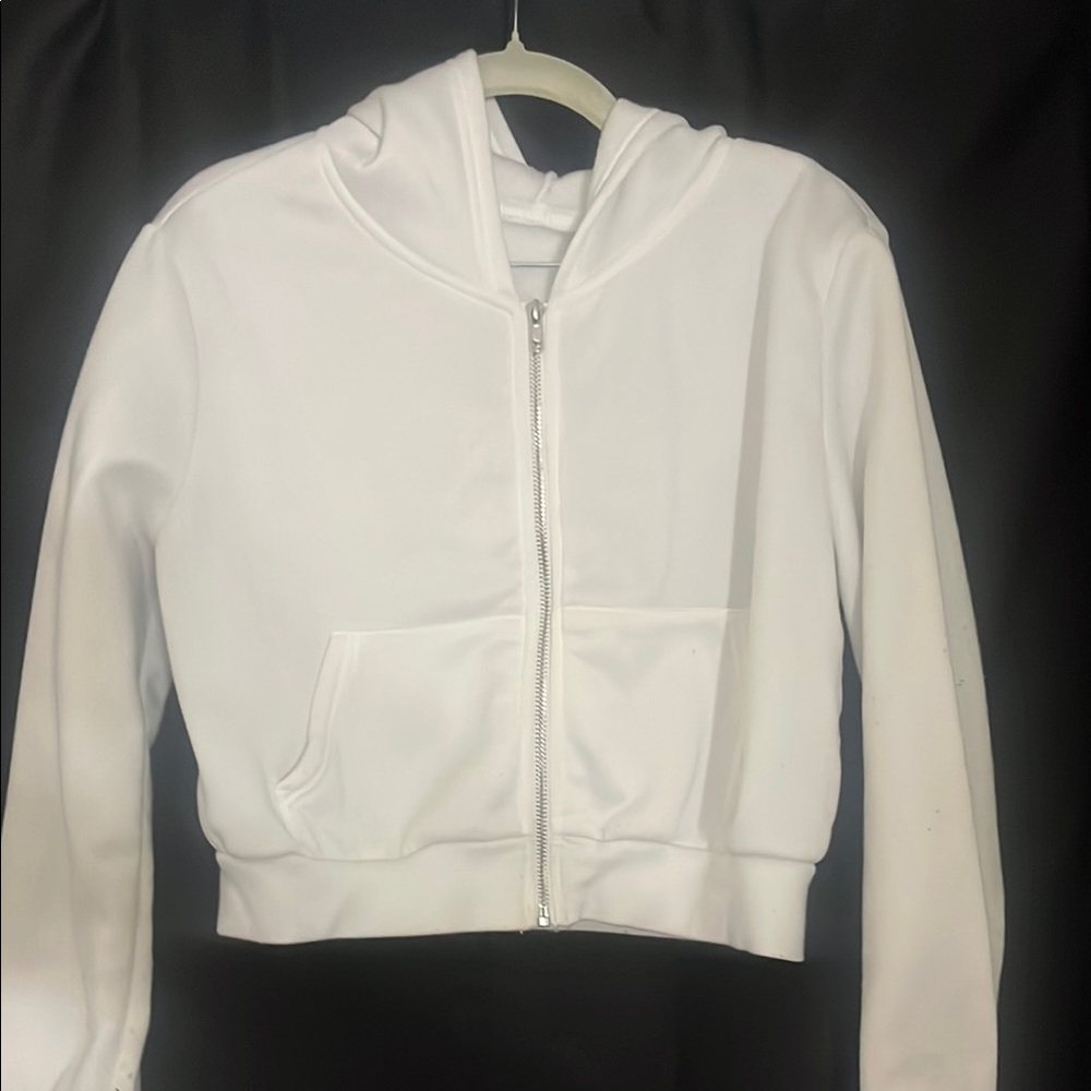 White Zip-Up Hoodie For girls.